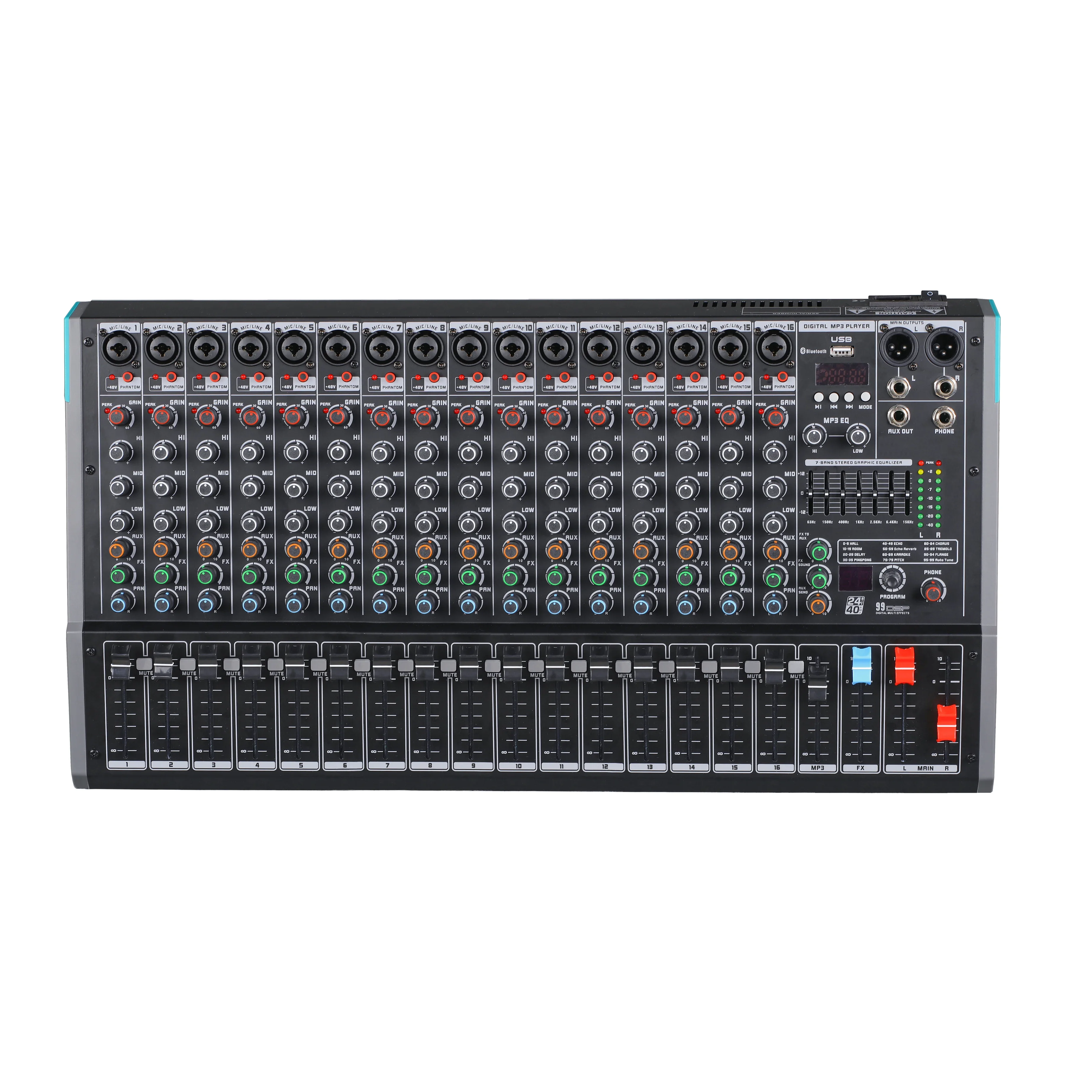 Rayco PA16 Audio Mixing Console Wtih MP3 Computer Input Built-in 99 Reverb Effect 16 Channel Audio Mixer Professional