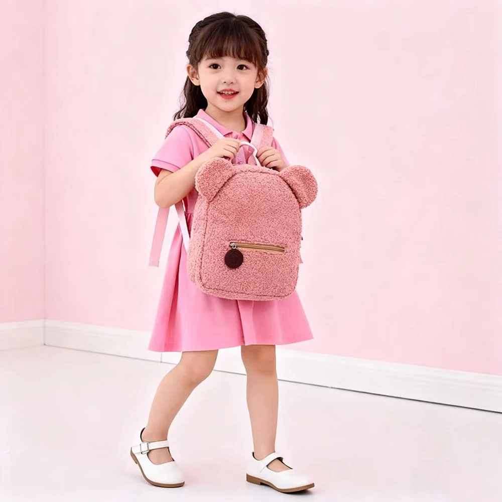 حقيبة ظهر نسائية من صوف امبسوول بتصميم جديد 2025، طراز كوري، لون خالص، حقيبة طالب، إبداعية ولطيفة #2