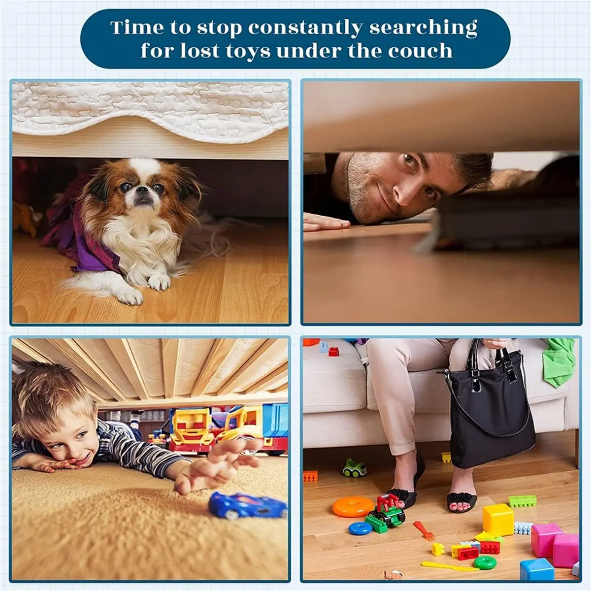 8-Pack Clear Under Sofa Blocker-4.7x 16'' PVC Clear Couch Bumper,Toy & Pet Barrier to Stop Items From Going Under Couch