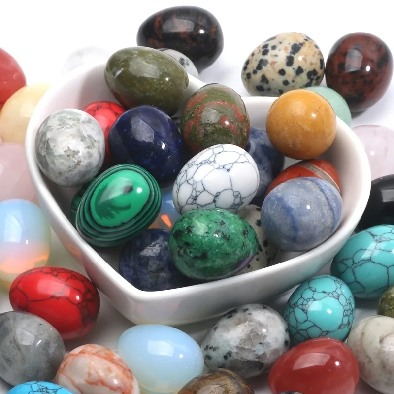 12 Pieces of Natural Stone Bird Eggs, Easter Eggs of Various Colors, Suitable for Use as Garden Fish Tank Ornaments or DIY