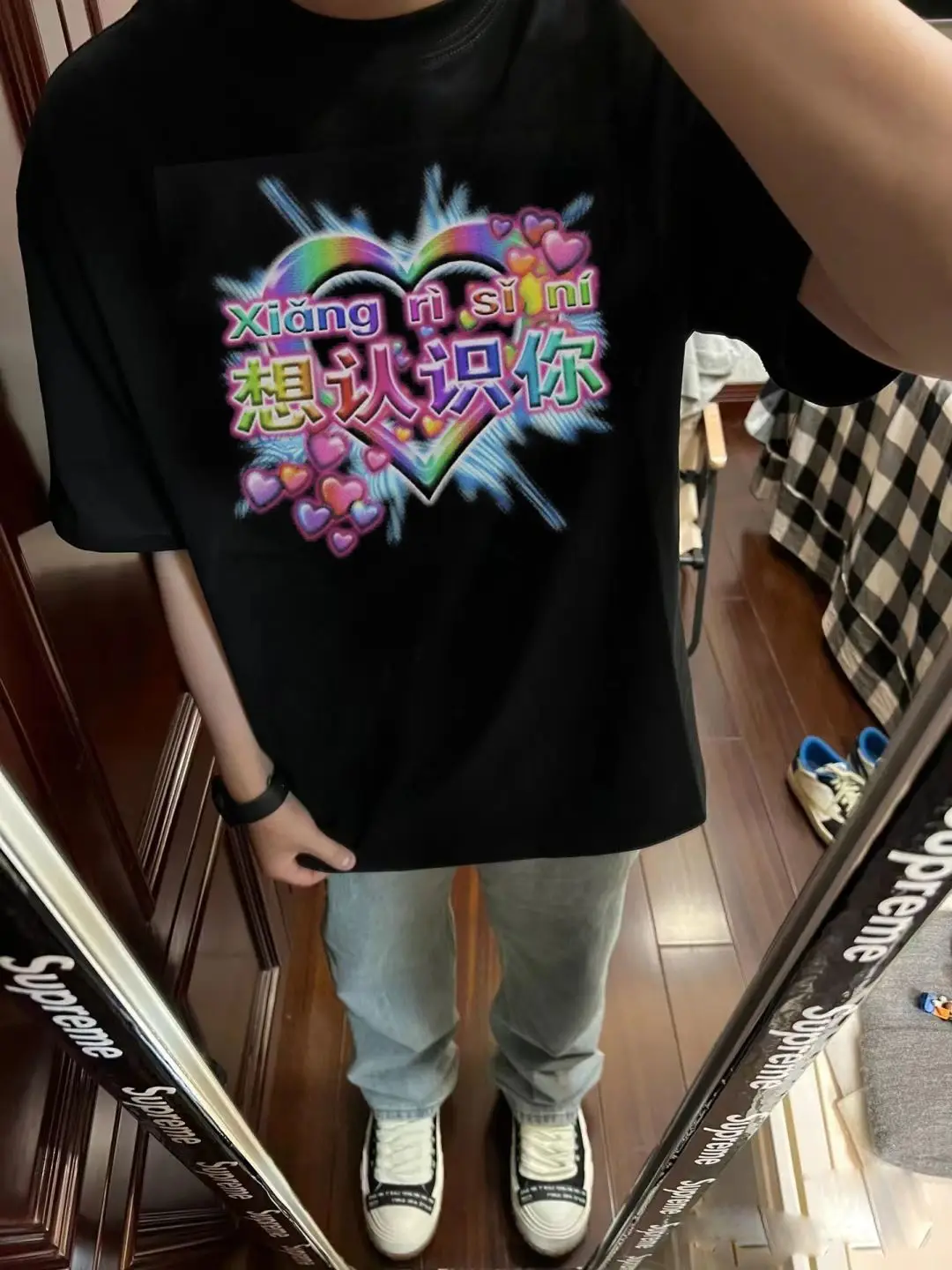 Estilo americano quer conhecer você spoof slogan solto em torno do pescoço puro algodão impressão manga curta casais masculinos e femininos