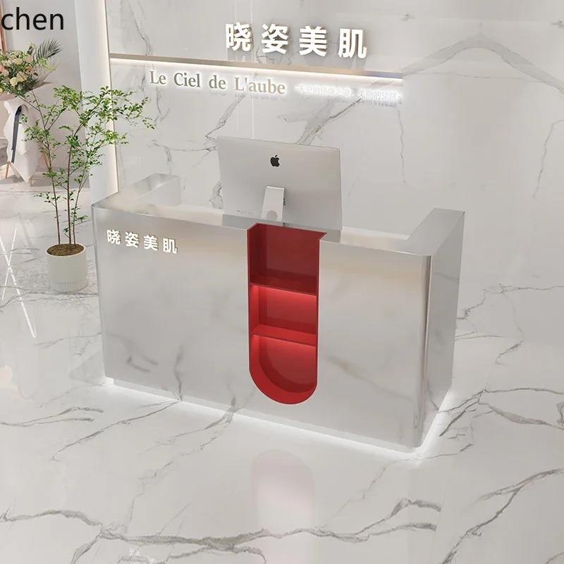 YFY  simple modern checkout page store small bar clothing store beauty salon reception desk light luxury