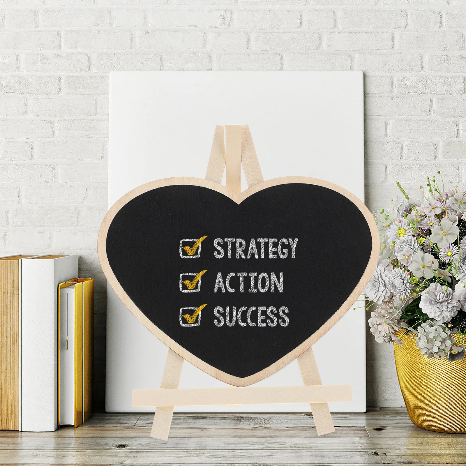 

Wooden Chalkboard Sign Vertical Tabletop Blackboard Stand Mini Writing Board Home Office Kids Room Decorative Educational Tool