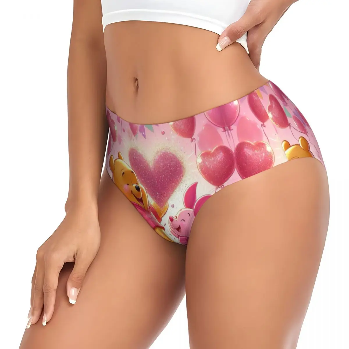 カスタムアニメーションくまのプーさんI LOVE YOUブリーフパンティーレディース快適下着