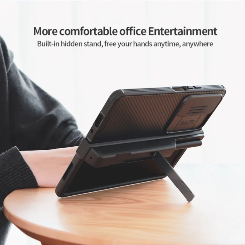 Phone Protective Case for Samsung Galaxy Z Fold 5 Case Camera Shield Pro Slide Back Protector Cover Kickstand with S-Pen Pocket