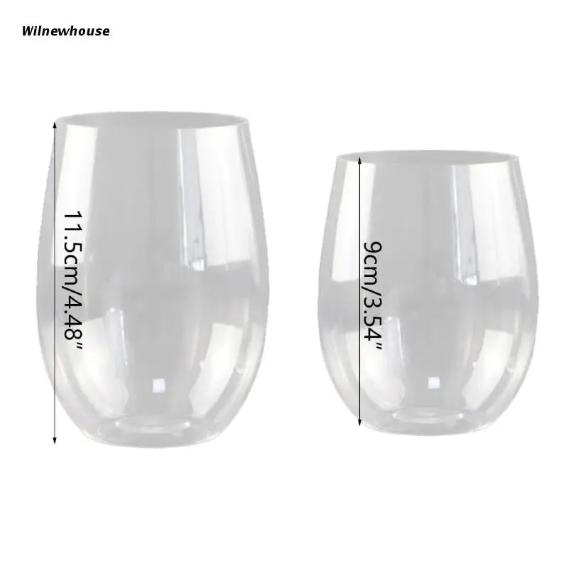 F63A Shatterproof Plastic Wine Glass Unbreakable PCTG Red Wine Tumbler Glasses Cups Reusable Transparent Fruit Juice Cup