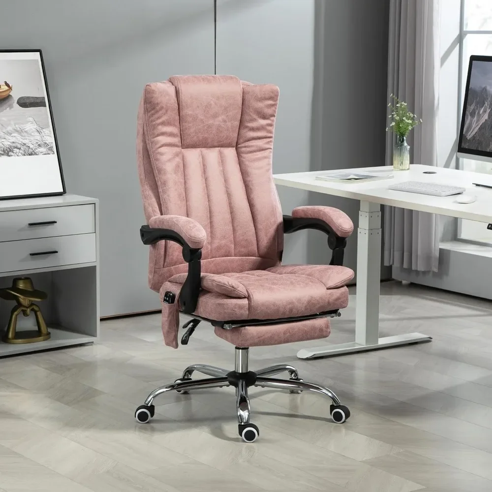High Back Computer Chair with 6 Point Massage, Heat, Adjustable Height, Reclining Backrest and Retractable Footrest