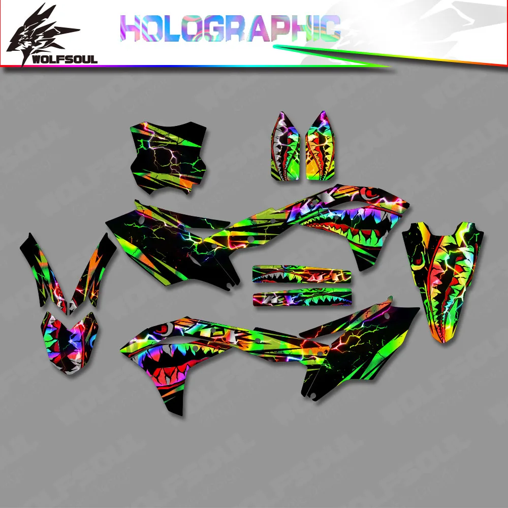 Motorcycle Holographic Background Decals Graphics Sticker Kits For Kawasaki KXF 250 KX 250F 2017 2018 2019 2020 Customize