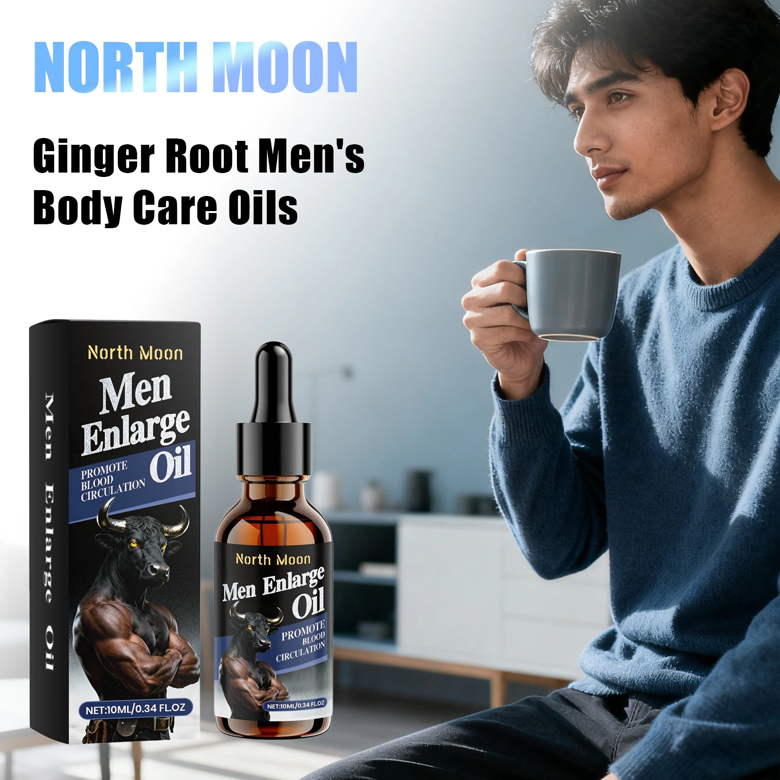 North Moon Men Body Care Oils Provide Moisturing Gentle Nurturing Promoting Blood Circulation Portable Male Personal Nourish Oil
