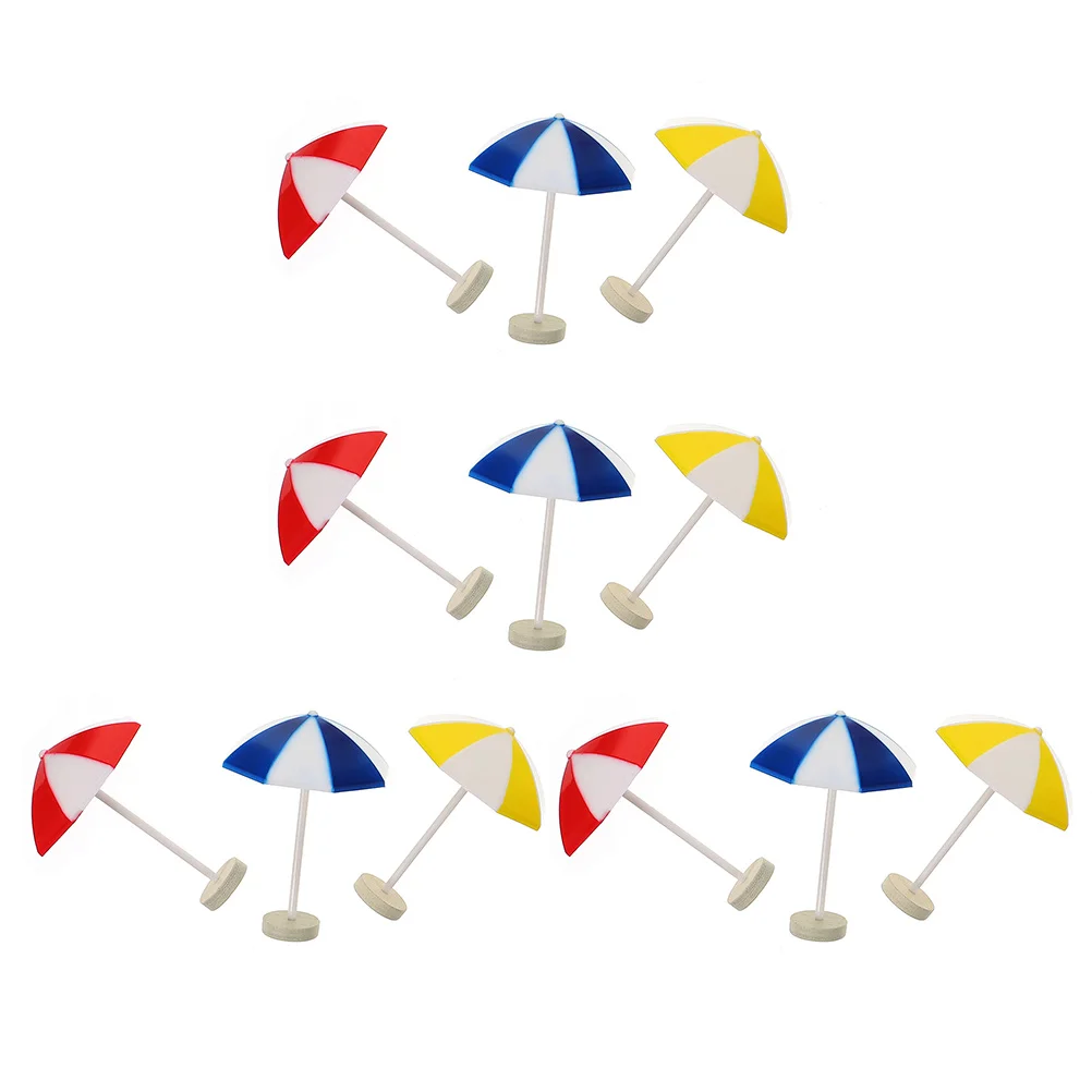 

12Pcs Mini Beach Umbrellas Red Blue Yellow Micro Landscape Scene Bonsai Dollhouse Decorations