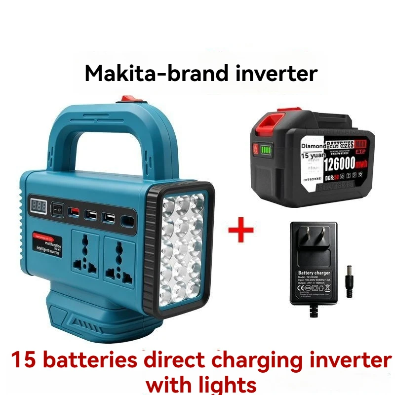 Household Emergency Lighting Inverter Fit for Makita Battery Portable LED Lamp for Outdoor Camping Power Supply