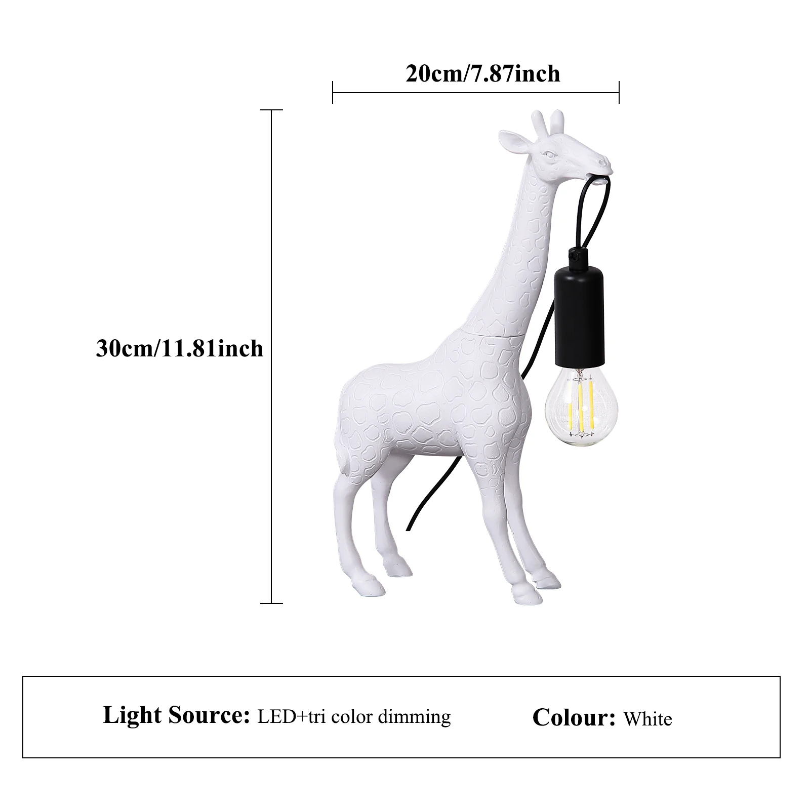 1 creative LED desk lamp, giraffe shaped bedside night light, USB plug, touch switch, suitable for bedroom and study lighting.