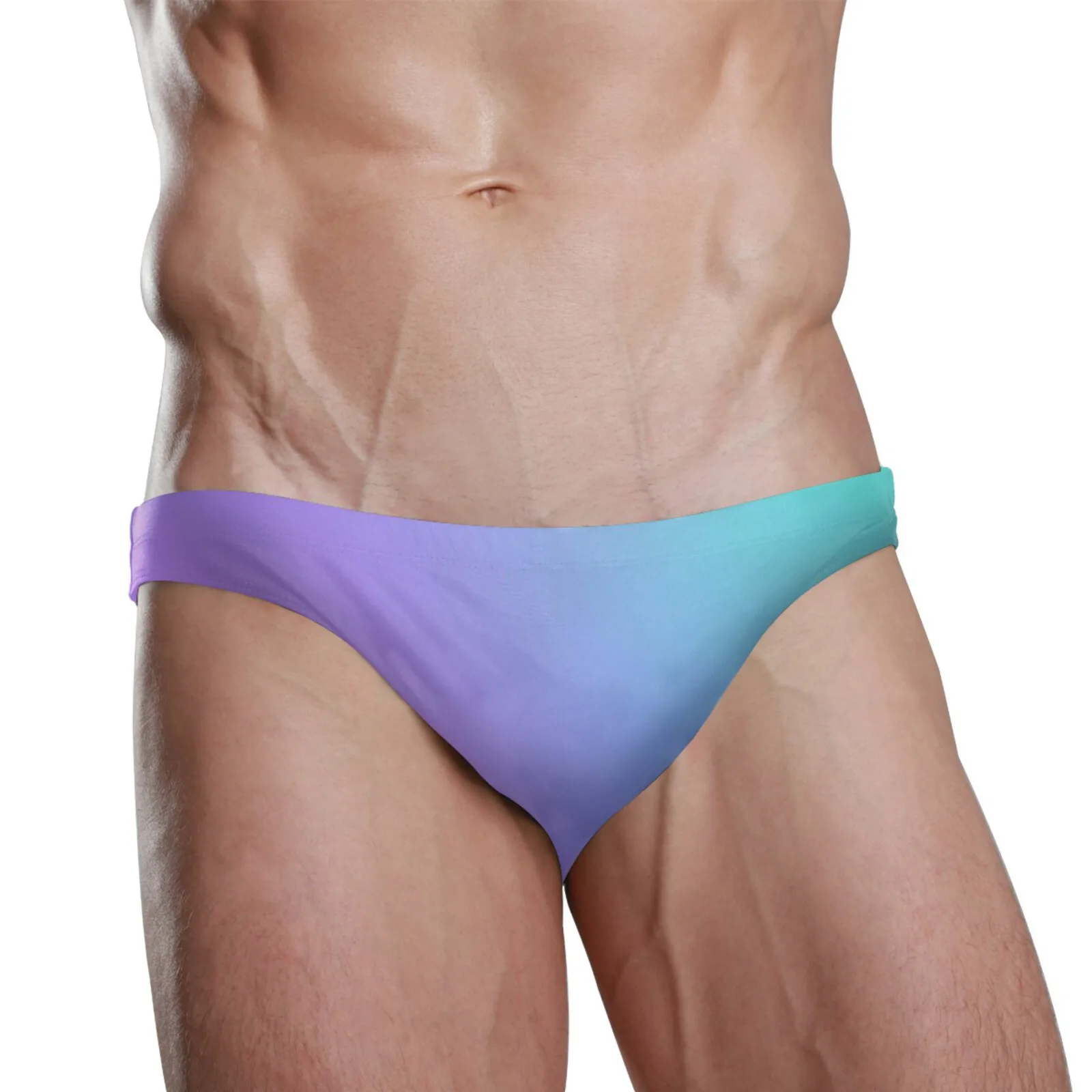 NewHot Sexy Mens Swimsuit Gradient Printed Briefs Swimwear Male Swimming Bikini Shorts Men Surf Board Beach Surfing Swim Trunks