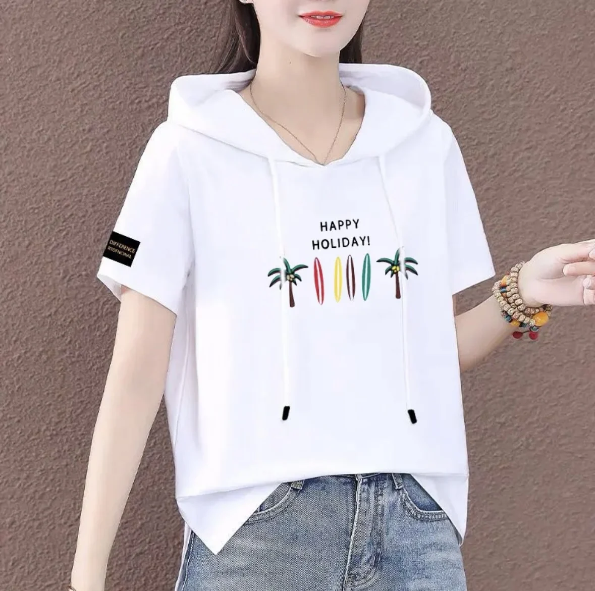 

White pure cotton T-shirt, women's short sleeved 2024 summer new Korean loose half sleeved T-shirt, fashionable and versatile to