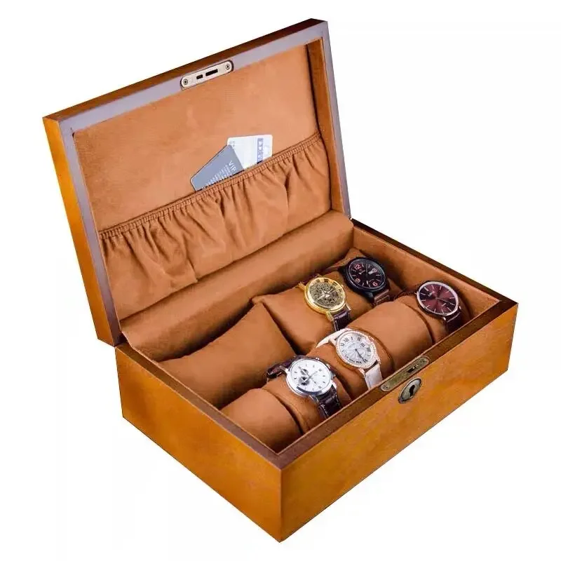 10 Slots Wood Watch Case Storage Box, Luxury Solid Wood Organizer, Display Holder For Men Gift Boxes