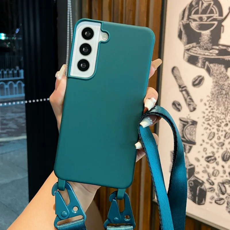 Schutzhülle mit Trageriemen für Samsung Galaxy A54 A36 A17 A55 A16 S24 Ultra S26 S23 FE S25 Plus, Schulter-Crossbody-Lanyard-Halsband, Silikonhülle – Detail 14