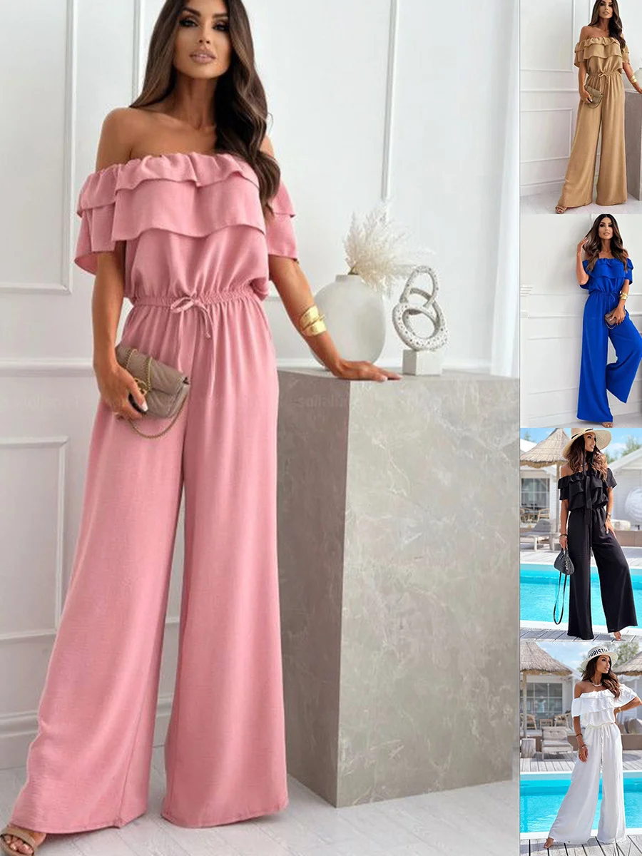 

Женский комбинезон Street Sle с высокой талией и широкими штанинами, с одним открытым плечом, с цветочным узором, повседневный, весенний, модный