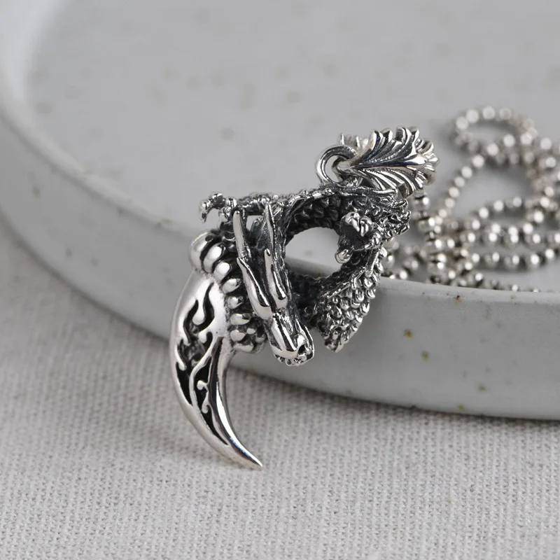 

FNJ 925 Silver Animal Dragon Pendant Original Pure S925 Sterling Silver Pendants for Jewelry Making Women Punk Vintage