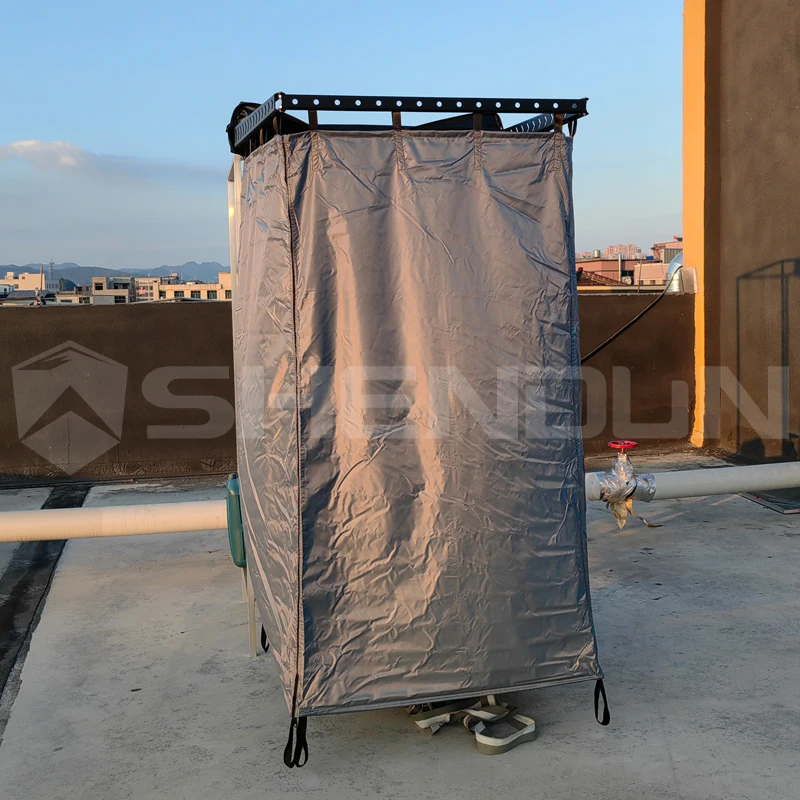 Portable Camping Shower Tent Awning Car Side Shower Tent Toilet Bathing Tent Built-in LED Strip Light
