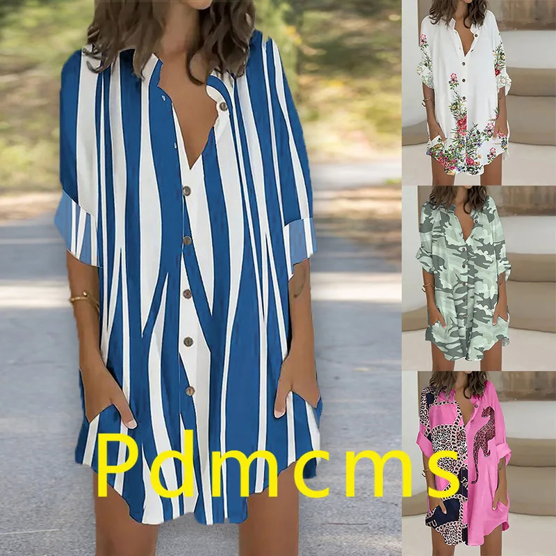 

Новинка 2025, летний европейский и американский женский модный кардиган с длинными рукавами и принтом, однобортная свободная рубашка