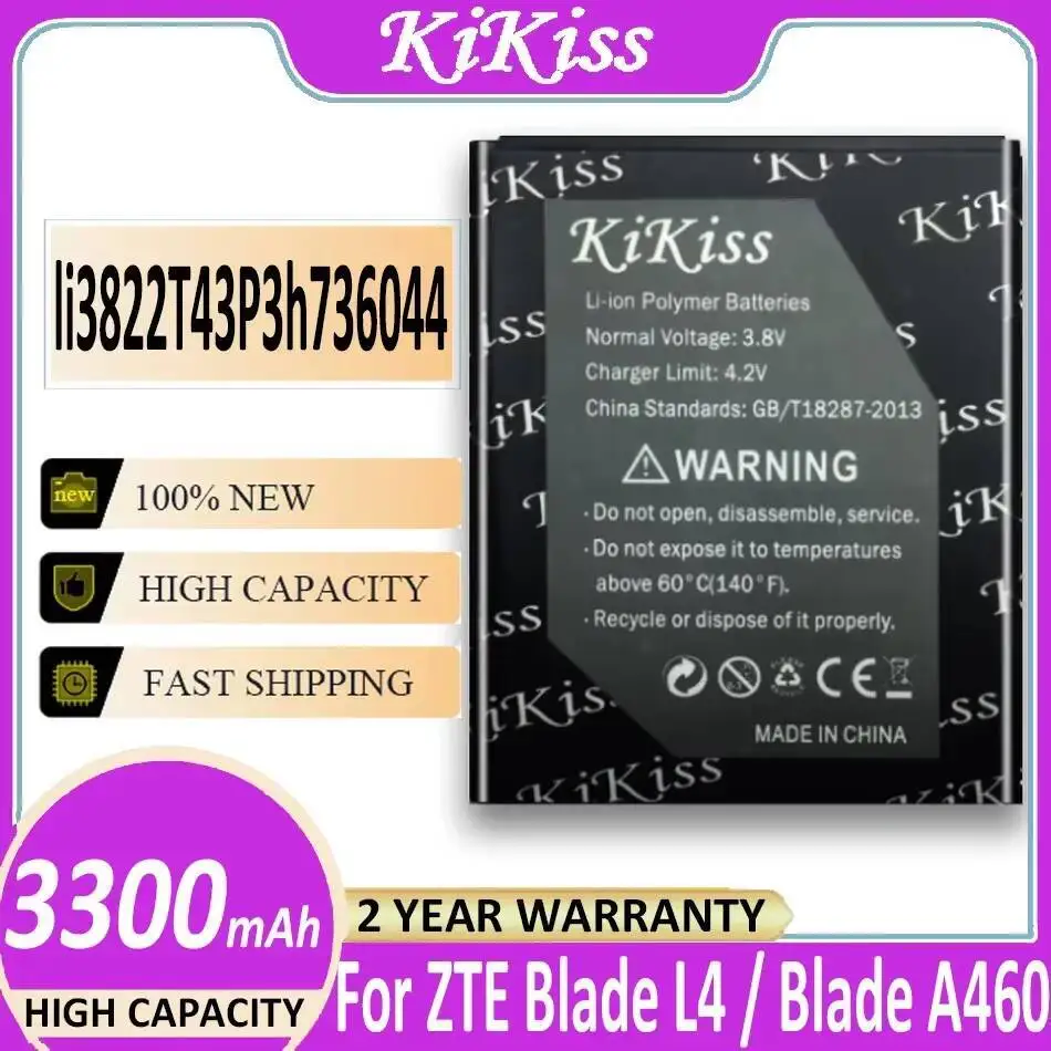 

3300Mah Li3822t43p3h736044 Mobile Phone Battery For Zte Blade L4 A460 Environmentally Friendly