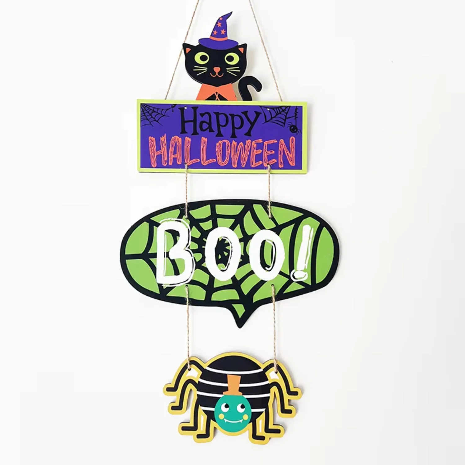 

2024 Halloween Spider Boo Decor Farmhouse Wooden Garland Door Sign Logo for Wall Decor Hanging