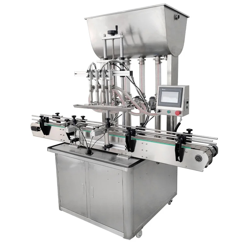 Auto 4 Heads Piston Filler for Filling Viscous Liquid Oil Lotion Cream Sauce Jam Honey