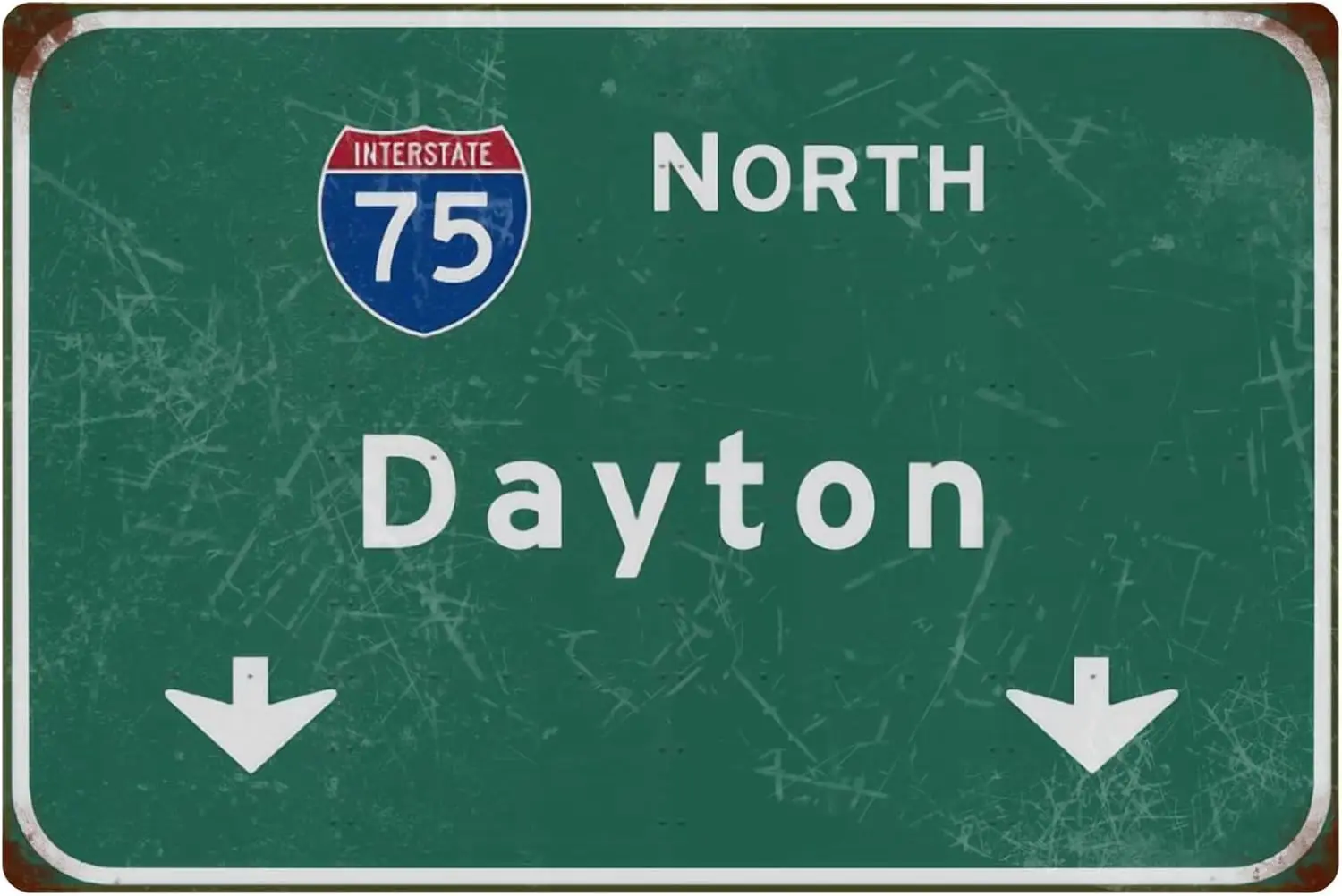Y1,Ficoaew Metal Tin Sign Retro North Dayton Interstate 75 Direction Indication Restaurant Airport Highway