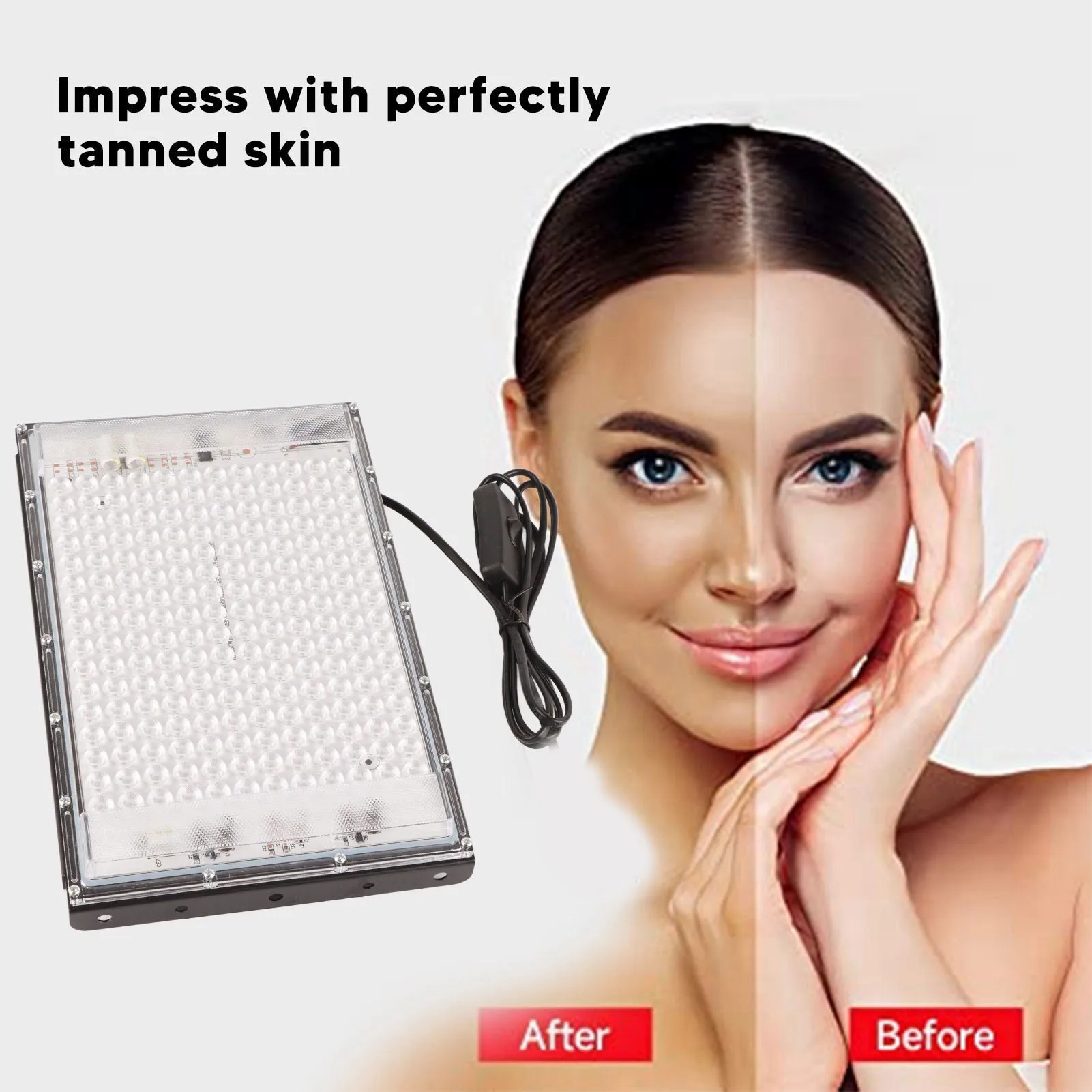 Luz de bronzeamento facial luz de bronzeamento lâmpada de bronzeamento 45w azul completo 192 leds com luz de bronzeamento portátil para rosto corpo uso doméstico