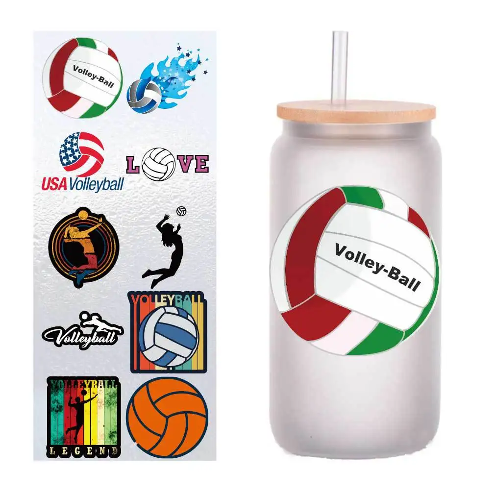 

10 sheets of four-inch cartoon sports volleyball series UV transfer stickers crystal label glass glass sticker customization