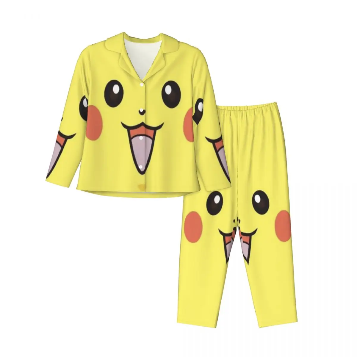 

Pokemon Women's Pajamas Set Button Down Pajama 2 Piece Suit Pyjama Femme Nightwear Loungewear