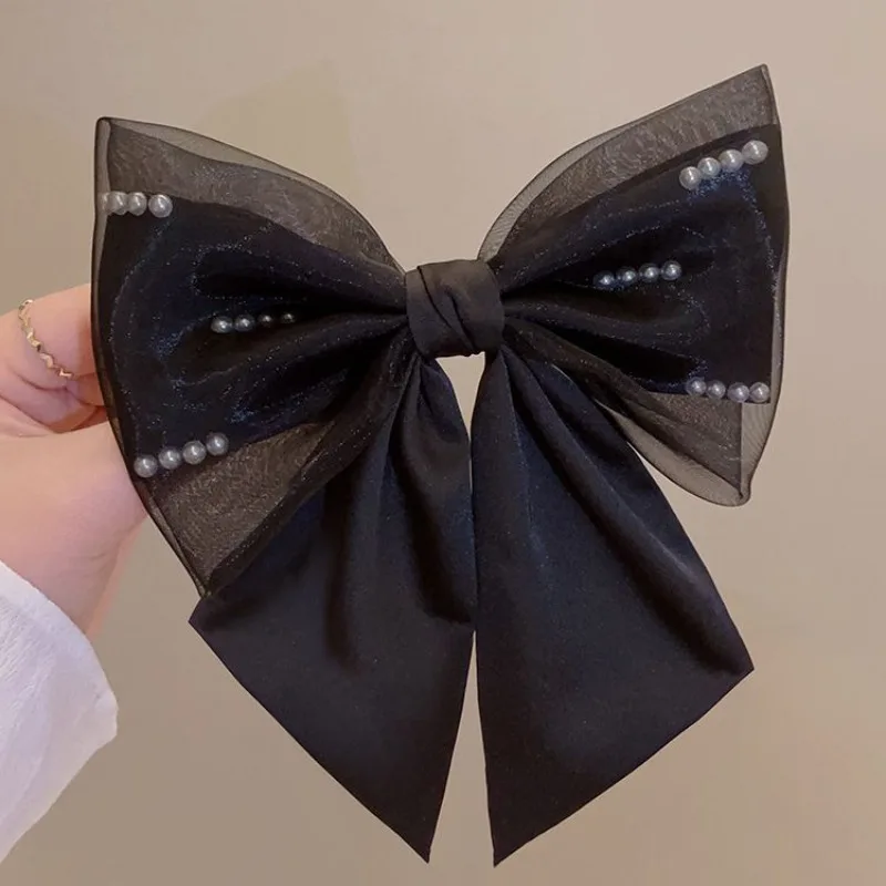 

High-end Ribbon Bow Hair Clips for Women Girls Elegant Fashion Bowknot Hair Pins Ponytail Clip Headwear Korean Hair Accessories