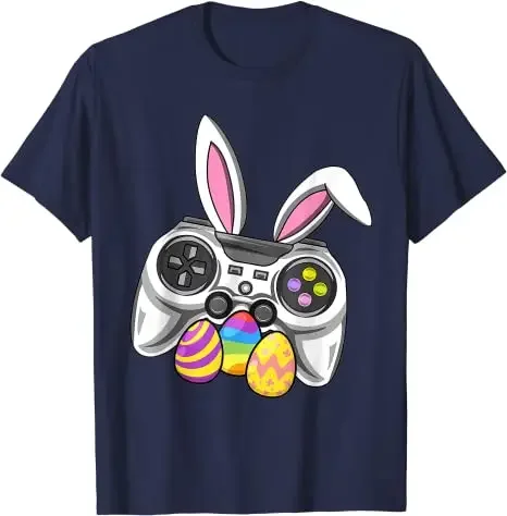 Video Game Bunny Eggs Costume Easter Day Boys Kids T-Shirt Gamer Cute Tee Tops Gifts for Son Men Clothing