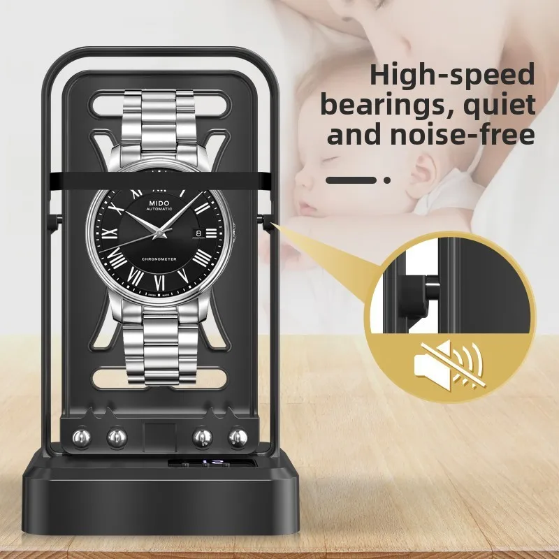 Motorized Watch Winder Rotator, Self-Winding Watch Winder Box, Automatic Rotating Watch Storage Case, Watch Winder with Holder