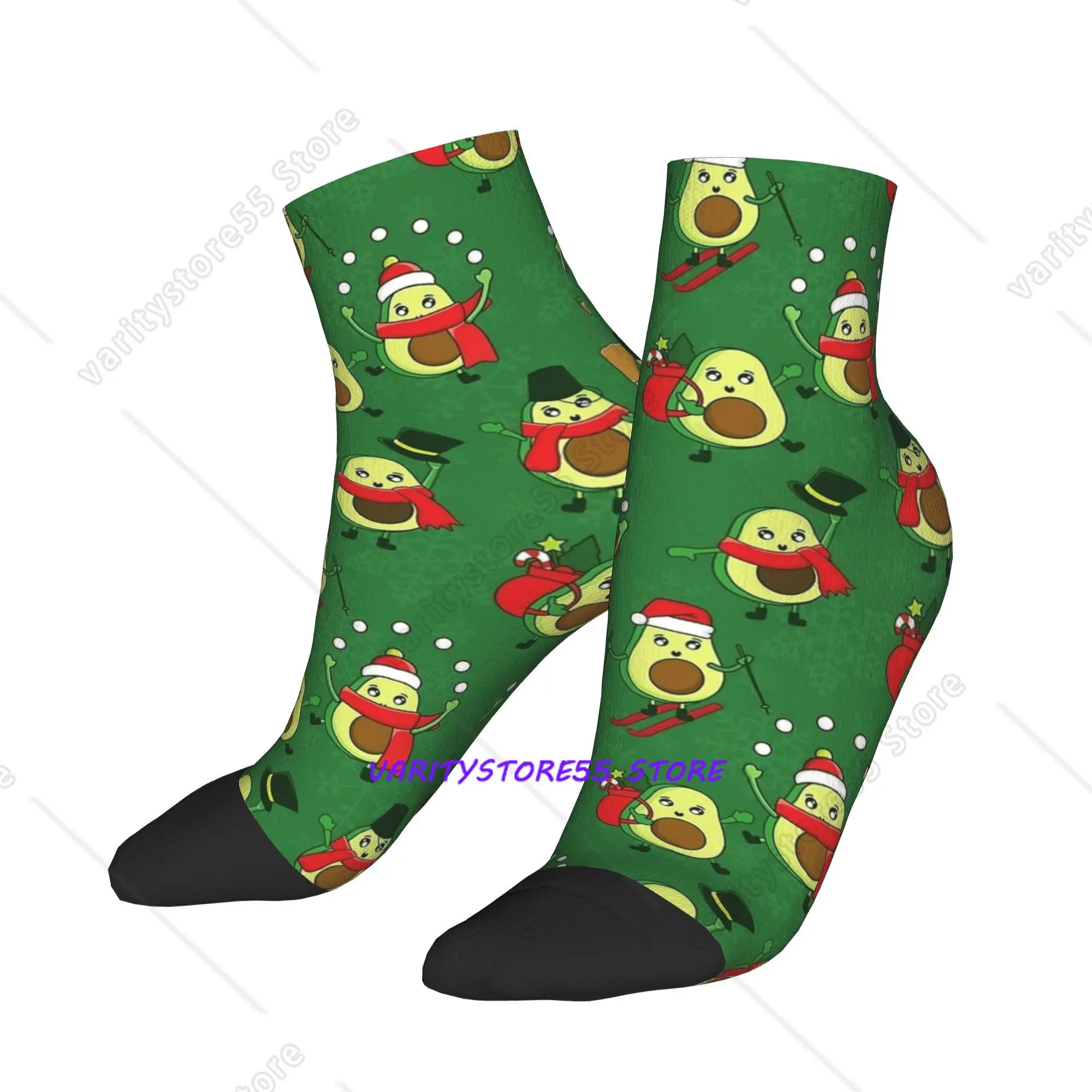 

Men Casual Socks Ugly Christmas Avocado Santa Winter Non Skid Soft Breathable Sock Spring Novelty Printed Climbing Socks