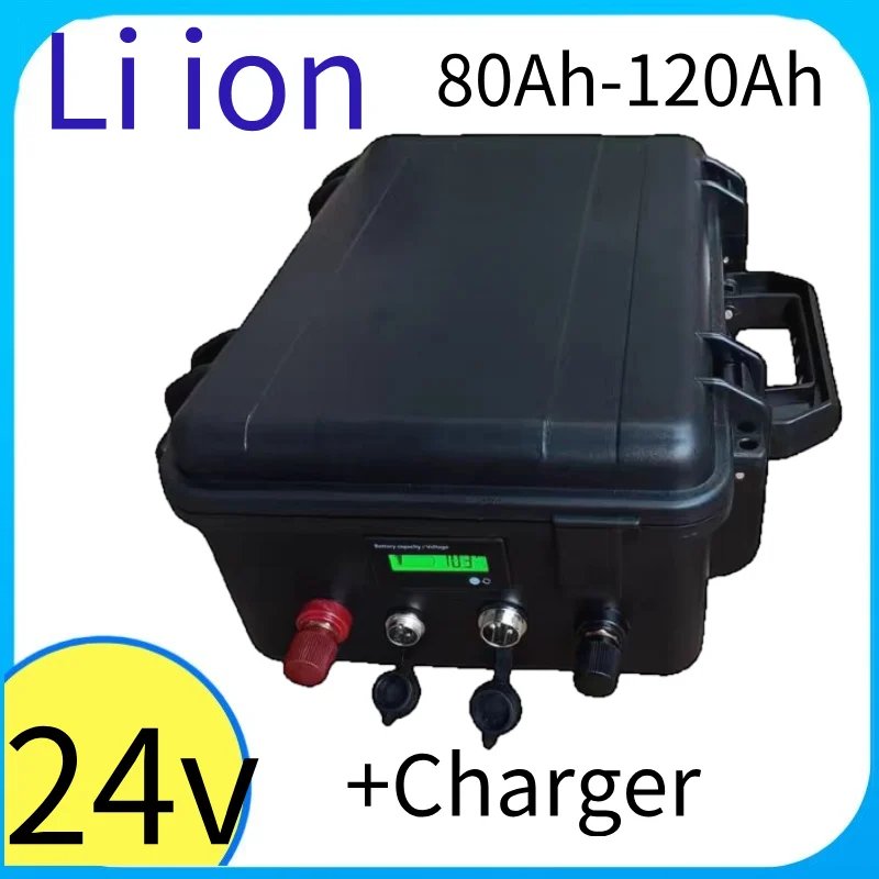 

Li ion 24v 80AH 100AH 120AH lithium battery BMS 2000W for RV AGV Air conditioner heater Solar energy storage + 10A charger