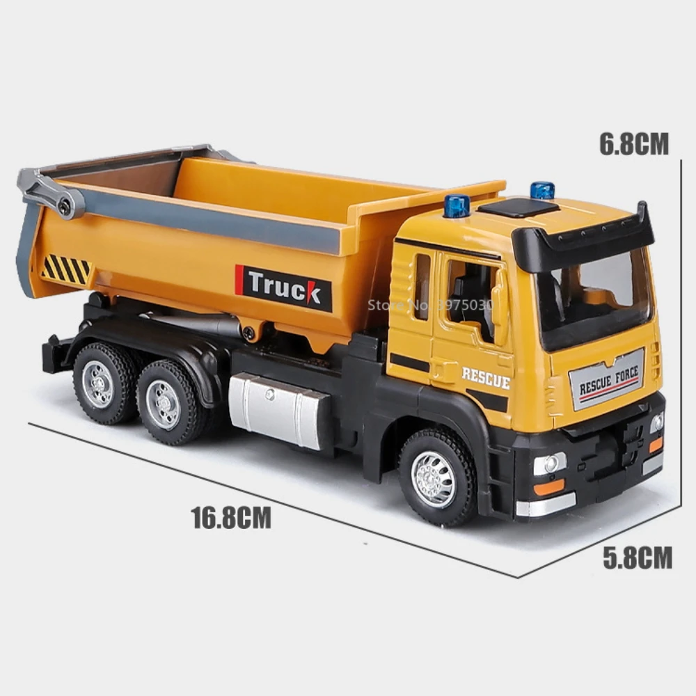 1/50 Scale Tipper Truck Alloy Diecast Toy Model Dump Engineering Transport Truck Sound Light Pull Back Collection Gifts For Kids