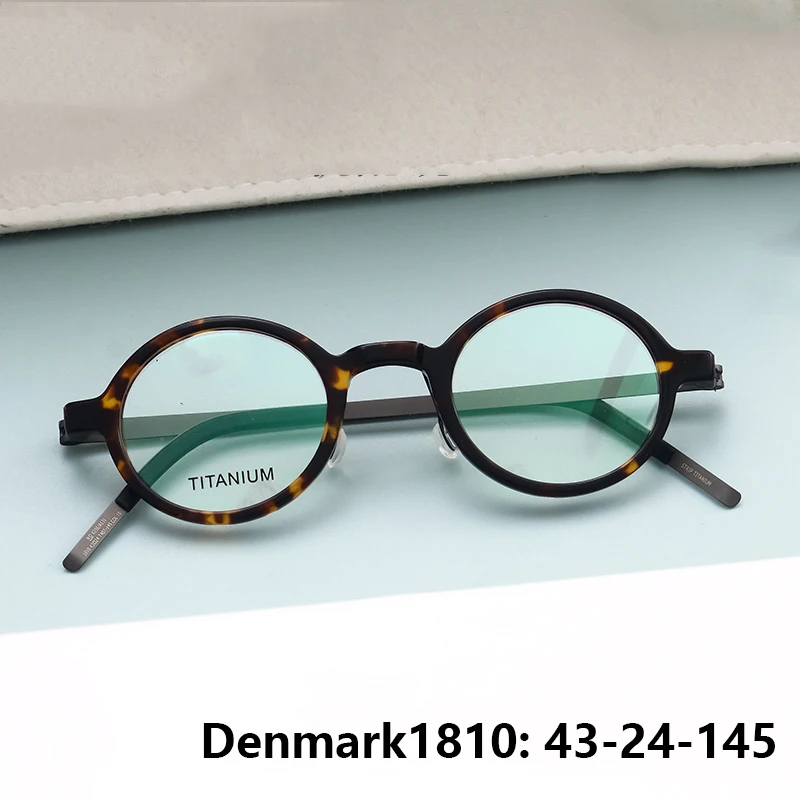 

Men Ultralight Screwless 1810 Small Face Eyeglasses Round Acetate Titanium Women Glasses Frame 130mm Retro Small Size Oculos