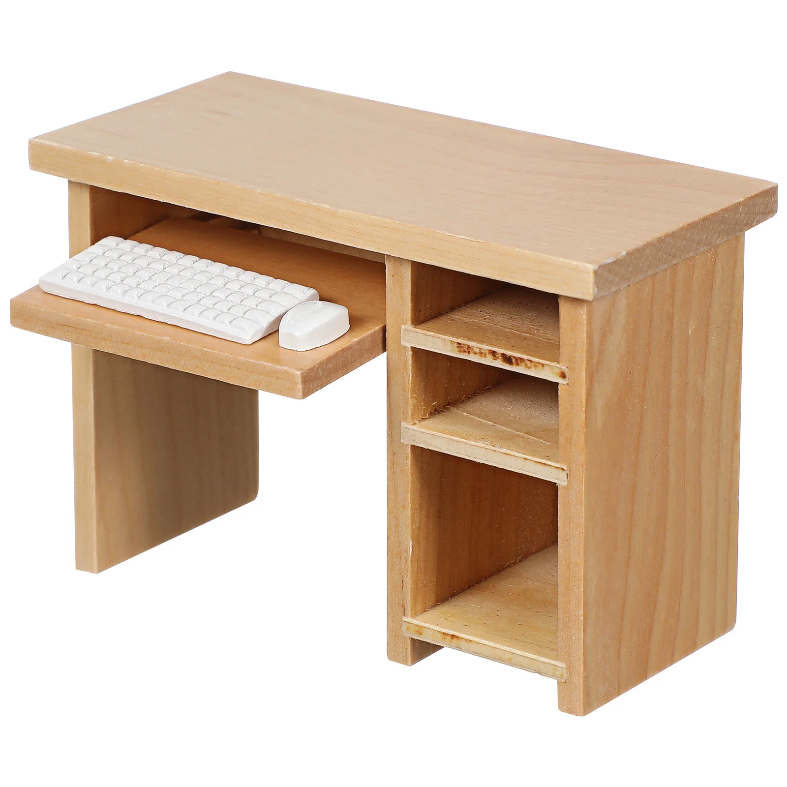 Mini Furniture Model House Wooden Desk Decoration Decorations Fairy Home Computer for Splint Decorative Company Multi-purpose