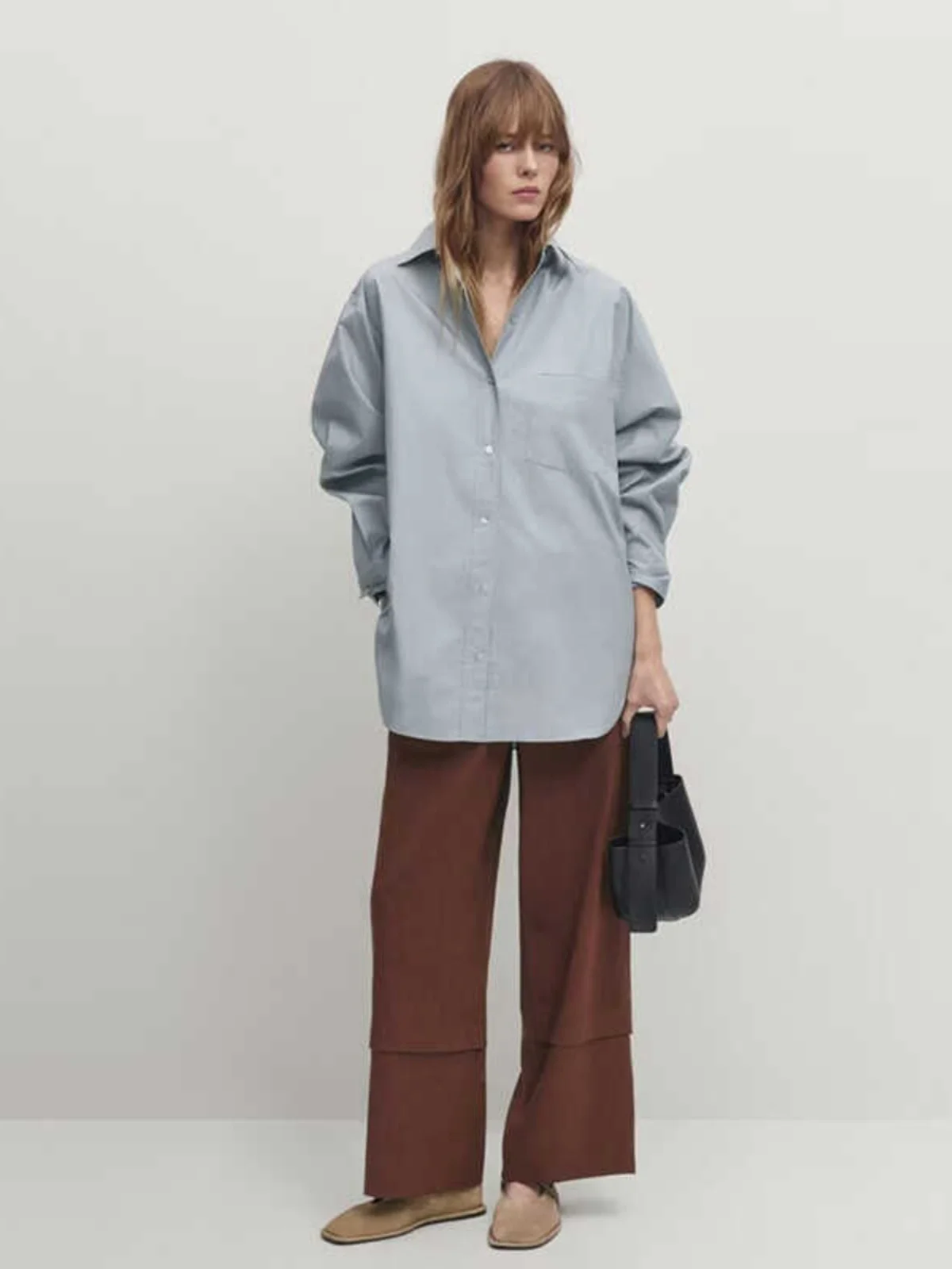 

New Spring Summer Pure Color Loose Long Sve Cotton irt Ele mat Sle Women's Faion MD Brand French Sle