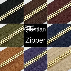 No. 3 Qiantian Durable Two Way Corn Teeth Gold Copper Metal Long Zipper Sofa Furniture Leather Goods Bag Handmade DIY