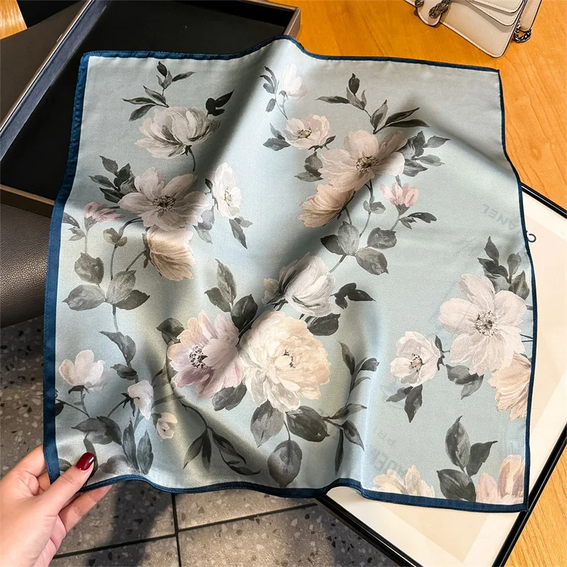 

Luxury Brand 100% Natural Silk Scarf Women Design Small Square Shawl Hair Ribbon Headband Fashion Neckerchief Bandana