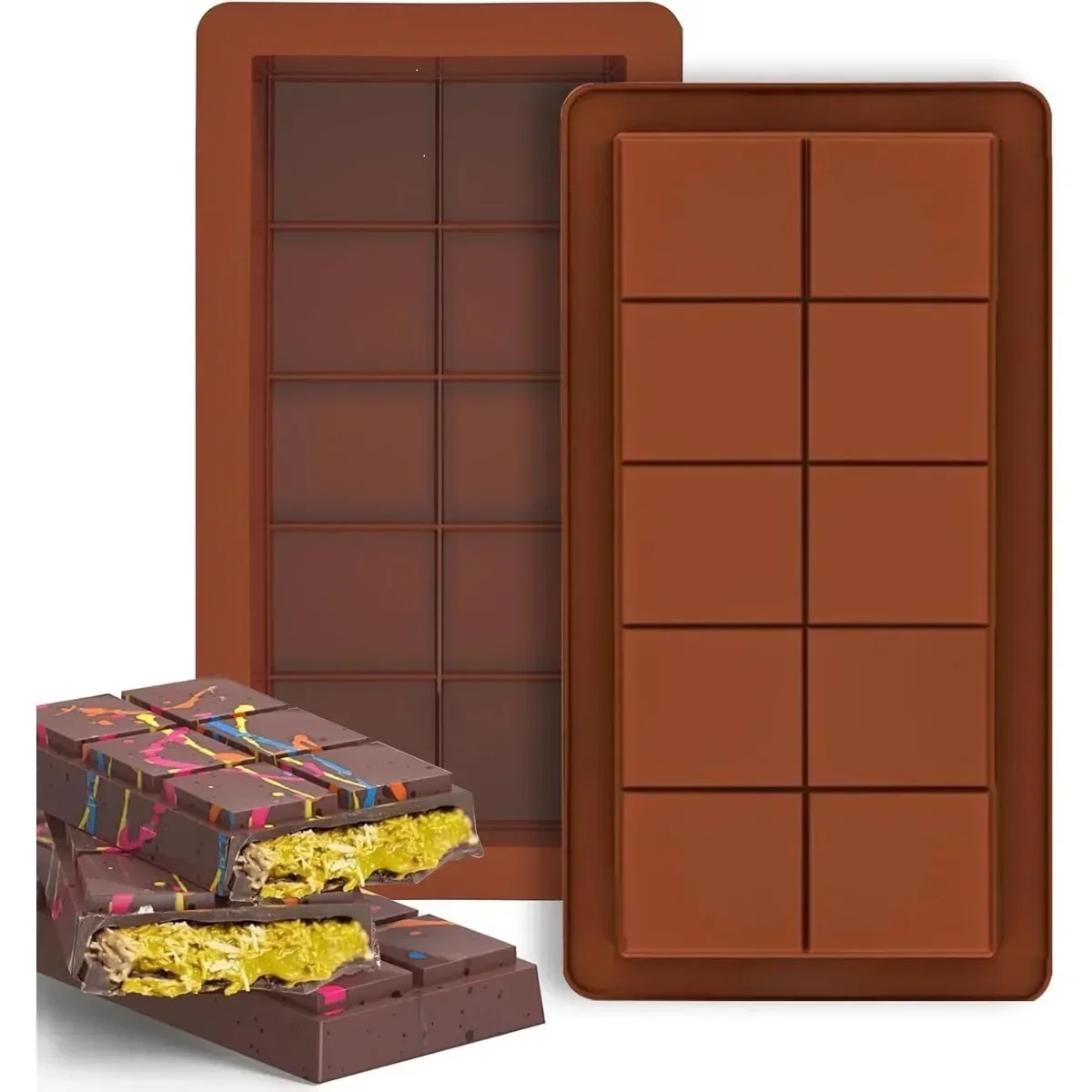 2PCS Dubai Schokoladenform Silikon Schokoriegelform für Schokoriegel Pistazie Schokoriegelform zum Befüllen von Schokolade PH010