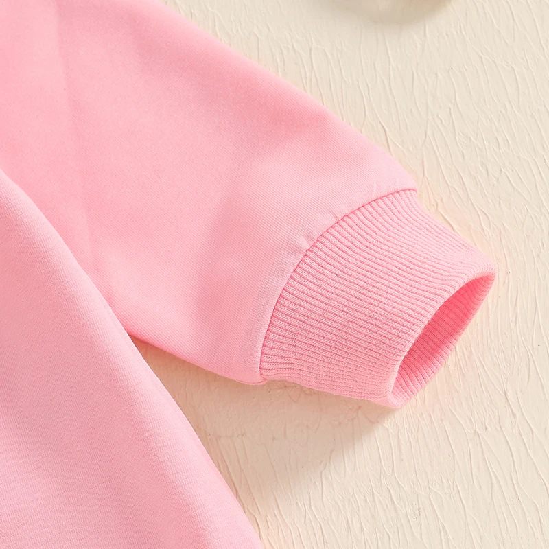 Barboteuse à Manches sulfet Col Rond pour Bébé Fille de 0 à 18 Mois, Sweat-shirt en Peluche avec Lettres 3D Brodées