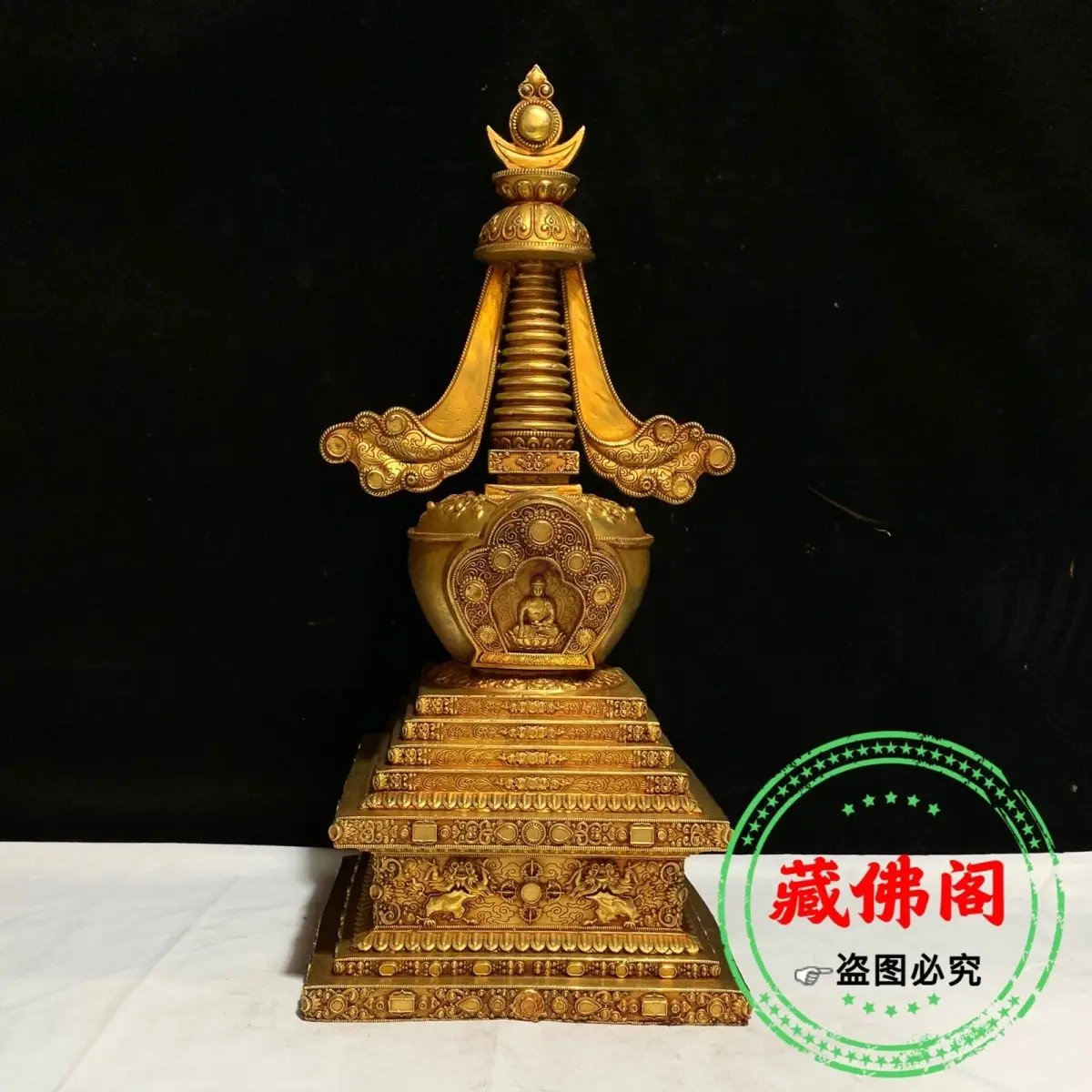 

56 cm high square tower pure copper Tibetan Seiko original whole body home decoration