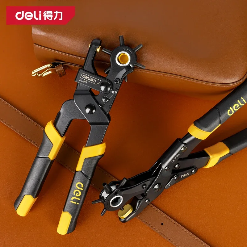 

Deli Multifunction Pliers Leather Belt Hole Punch Plier Eyelet Puncher Watchband Strap Household Leathercraft Punching Pliers