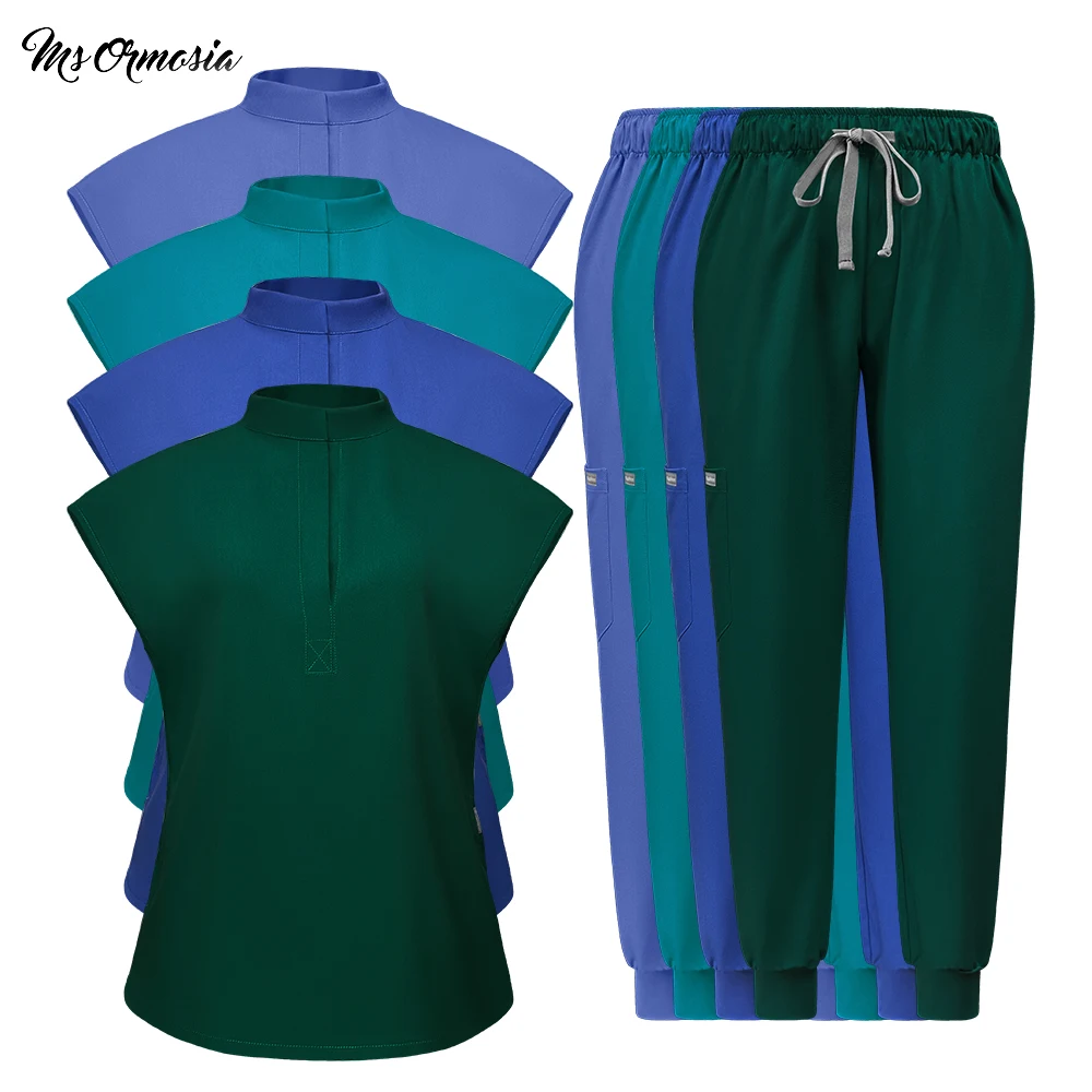 

Медицинский костюм для врачей и медсестер: комплект из топа и брюк-джоггеров, униформа для операционной, модный женский медицинский костюм, аксессуары для операционных.