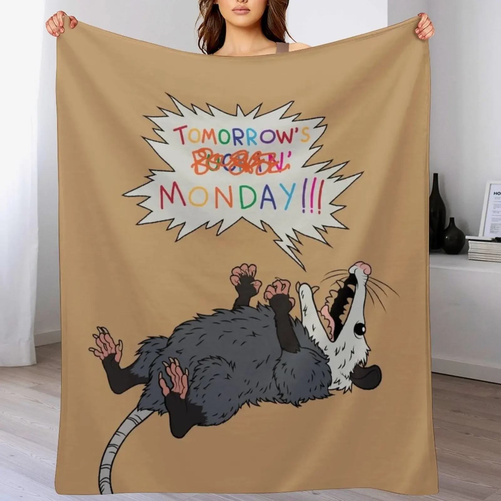 

Pessimist Opossum Throw Blanket Soft Sherpa Fleece Warm Blanket for Winter
