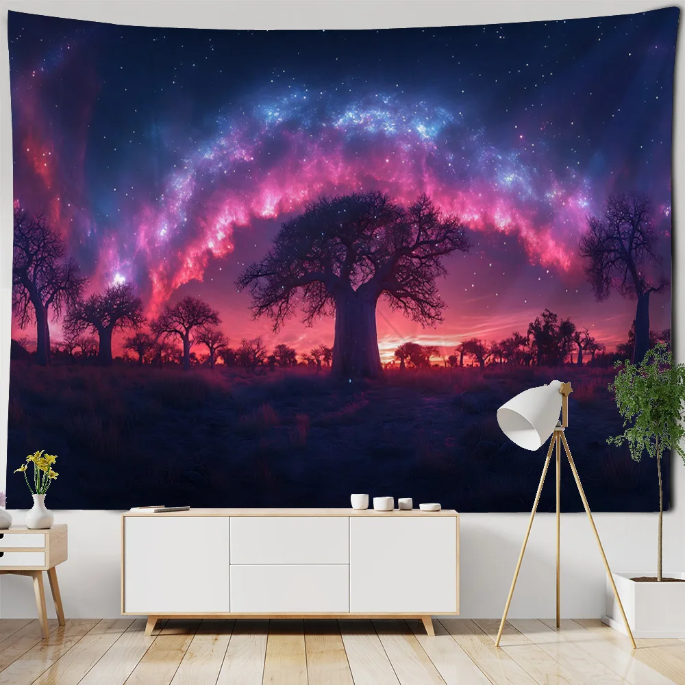 Bohemian Hippie Starry Sky Universe Dream Forest Tapestry Wall Mounted Living Room Bedroom Decor