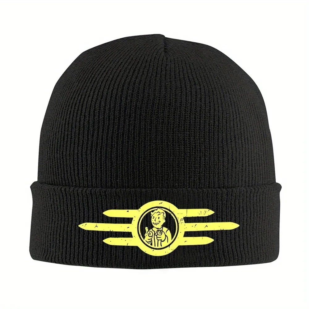 2026 1pc Vault-Tec Beanie Hats Finger Guns Knit Hat Gym Head Wrap Unisex Adult Caps Spring Printed Cool Bonnet Hats Gift Idea